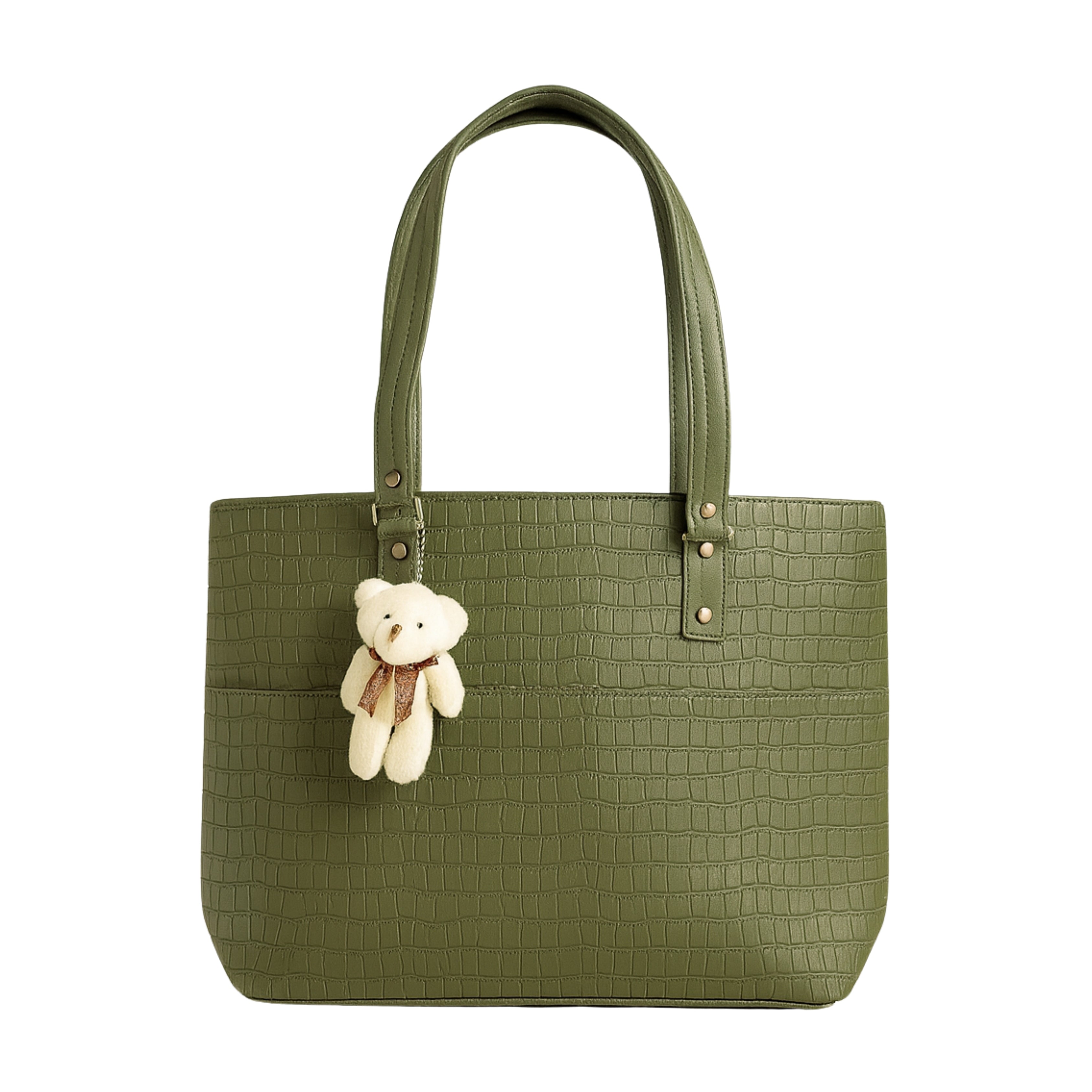 Large Capacity Fashion Shoulder Bag with Teddy Bear Charm for Work, School & Everyday Use