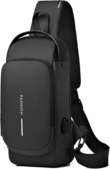 Anti-Theft USB Sling Bag for Men | Waterproof Travel Crossbody Chest Bag