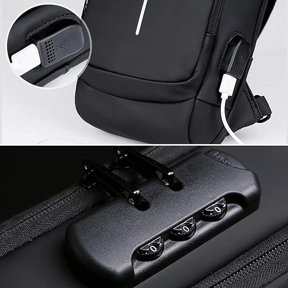 Anti-Theft USB Sling Bag for Men | Waterproof Travel Crossbody Chest Bag