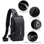 Anti-Theft USB Sling Bag for Men | Waterproof Travel Crossbody Chest Bag