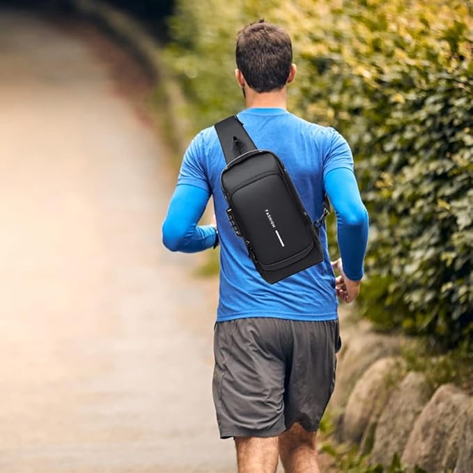 Anti-Theft USB Sling Bag for Men | Waterproof Travel Crossbody Chest Bag