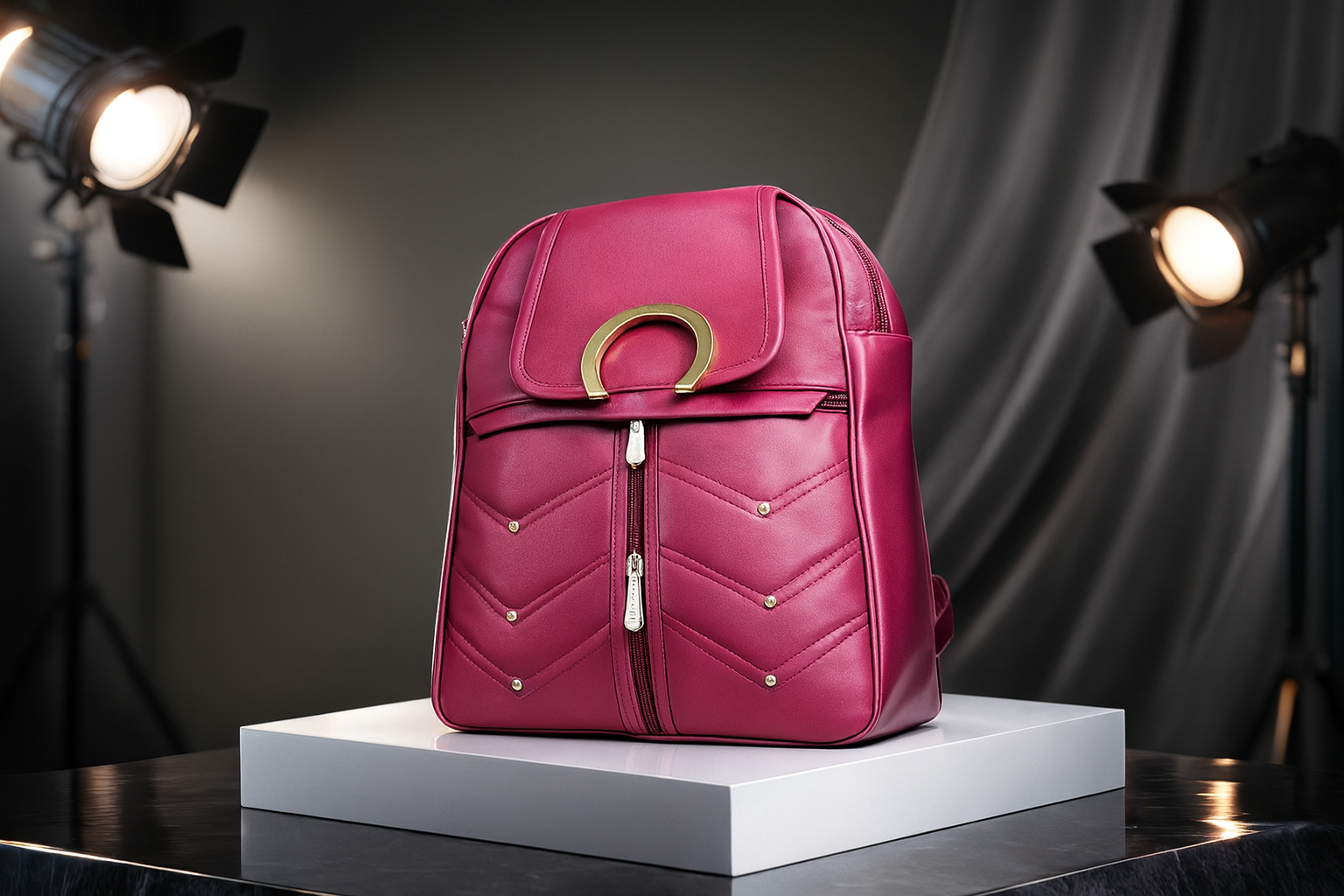 Fashion School & Travel Bag with Gold Decorative Ring and Elegant Everyday Design