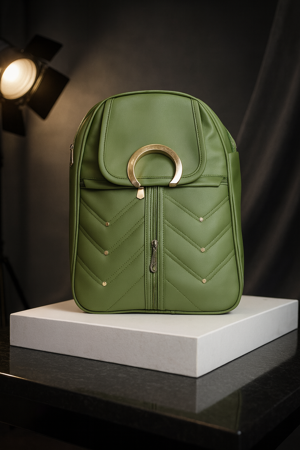 Fashion School & Travel Bag with Gold Decorative Ring and Elegant Everyday Design