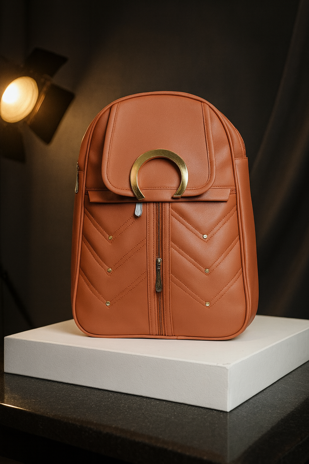 Fashion School & Travel Bag with Gold Decorative Ring and Elegant Everyday Design