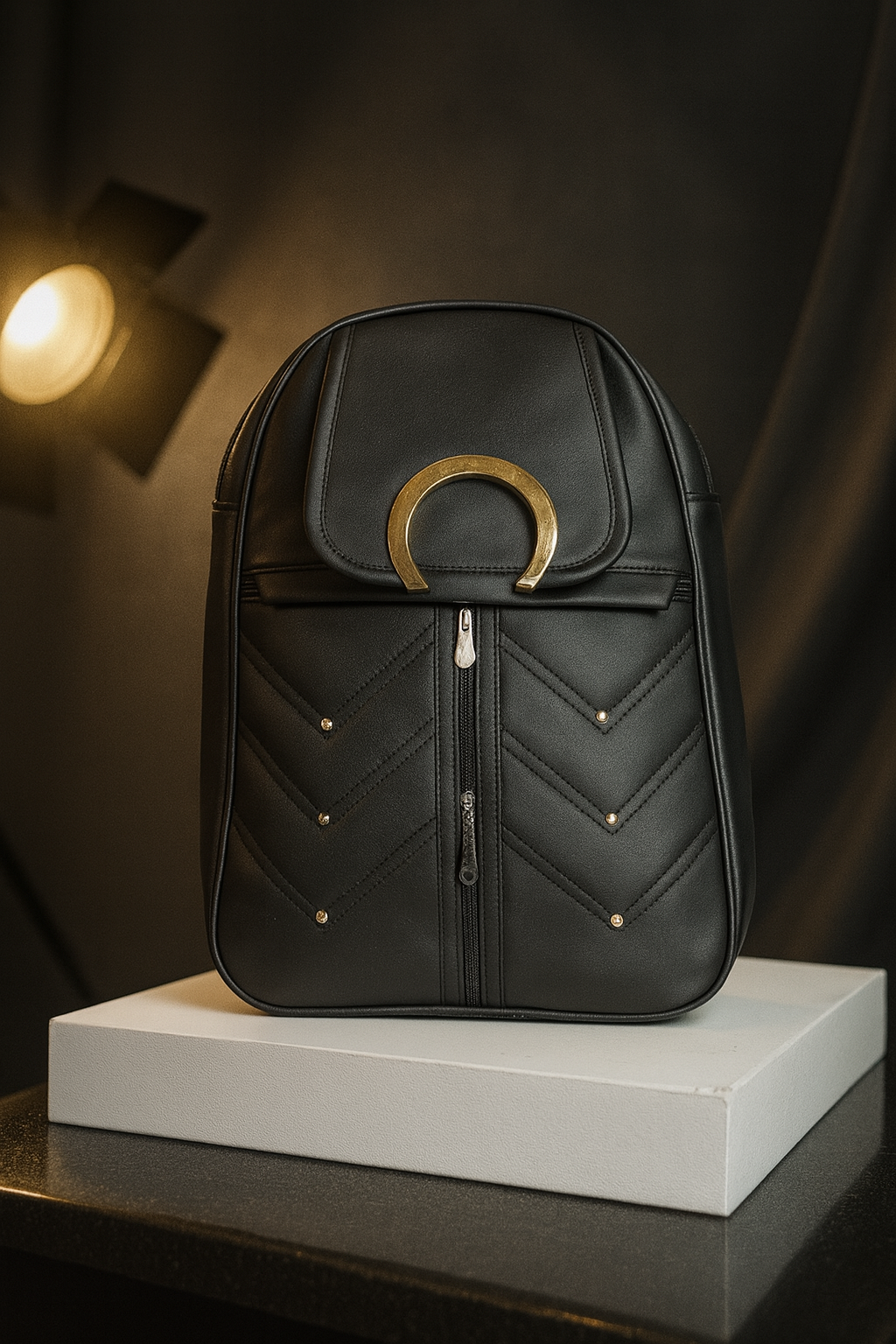 Fashion School & Travel Bag with Gold Decorative Ring and Elegant Everyday Design