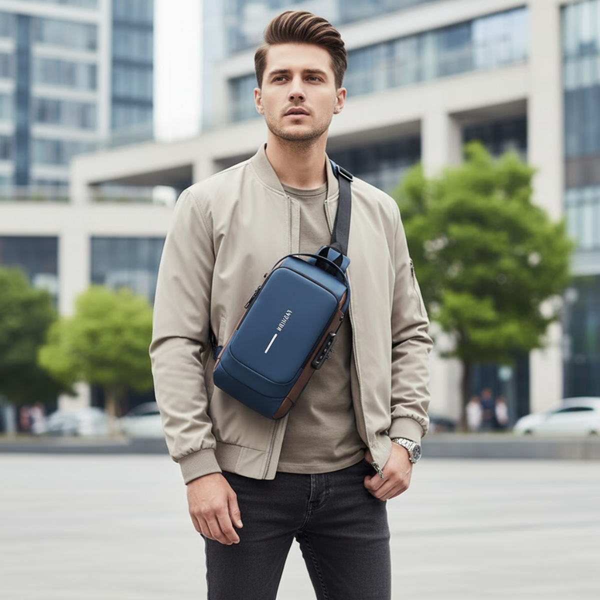 Anti-Theft USB Sling Bag for Men | Waterproof Travel Crossbody Chest Bag