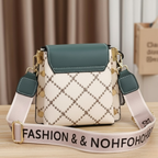 Premium Broad Belt Sling Bag – Designer Check Pattern Sling with Charm & Chain Detail