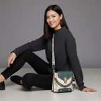 Premium Broad Belt Sling Bag – Designer Check Pattern Sling with Charm & Chain Detail