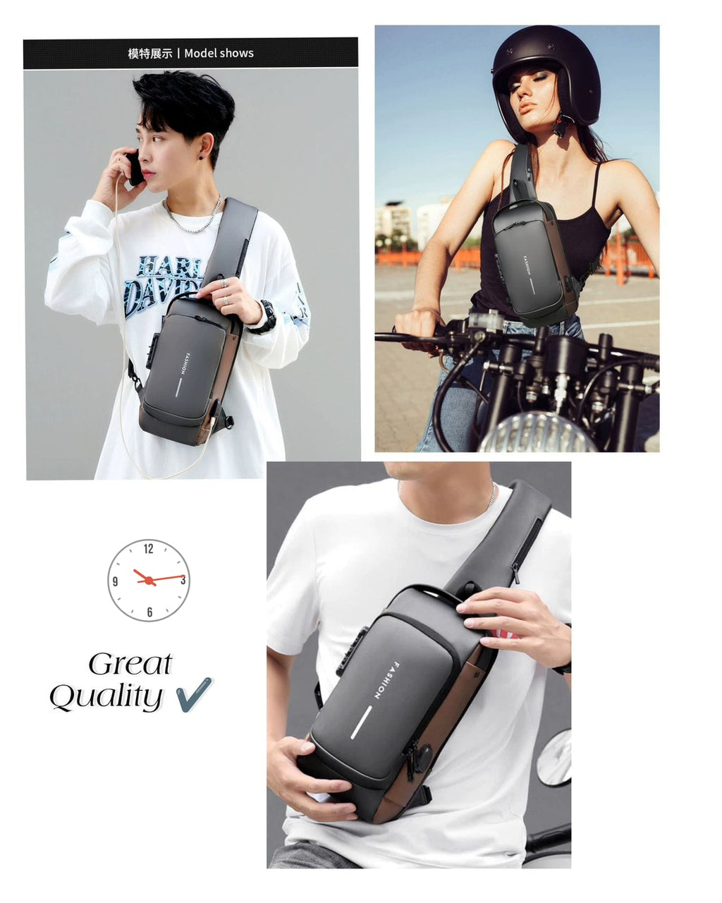 Anti-Theft USB Sling Bag for Men | Waterproof Travel Crossbody Chest Bag